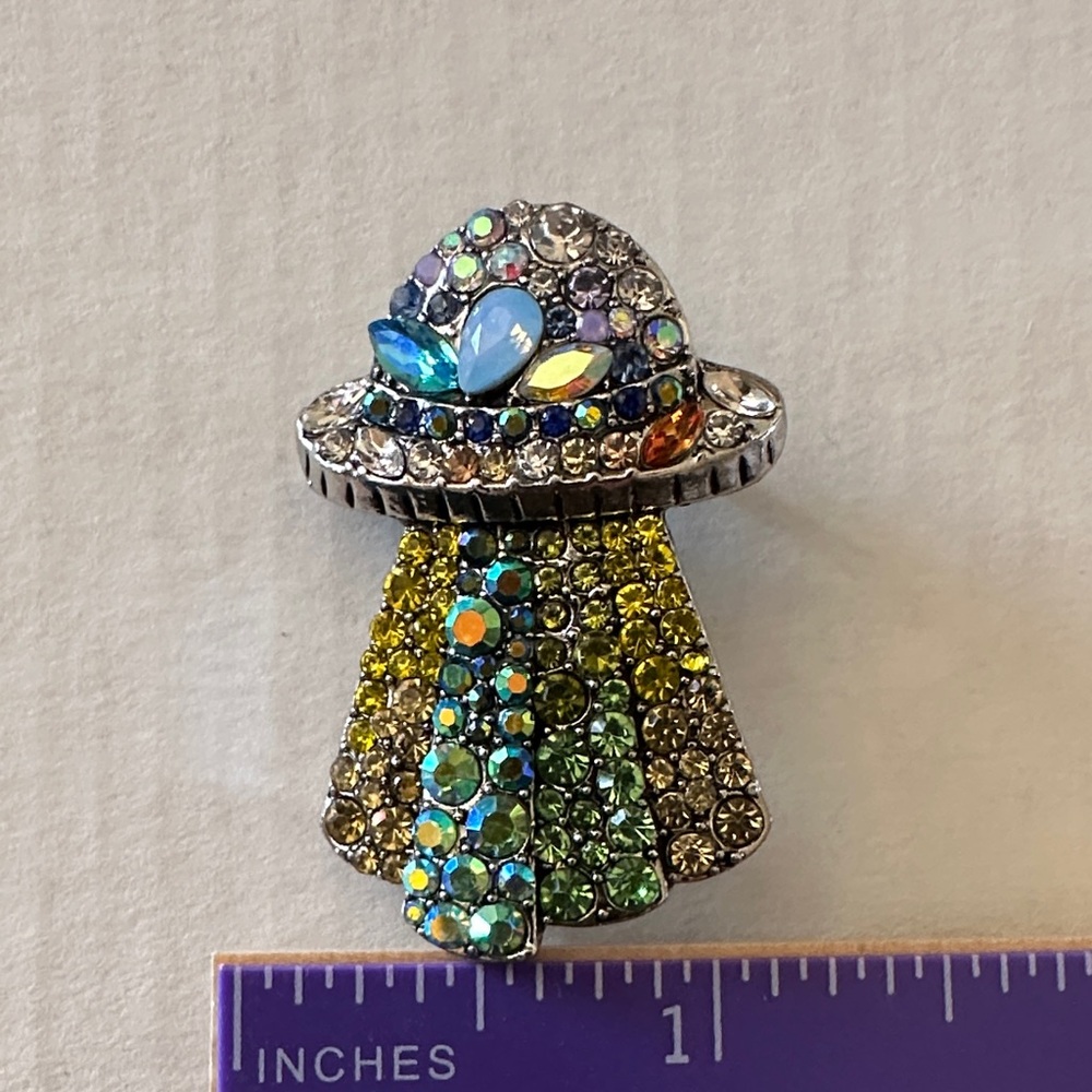 Modern Colorful Rhinestone UFO Brooch - Picture 4 of 5